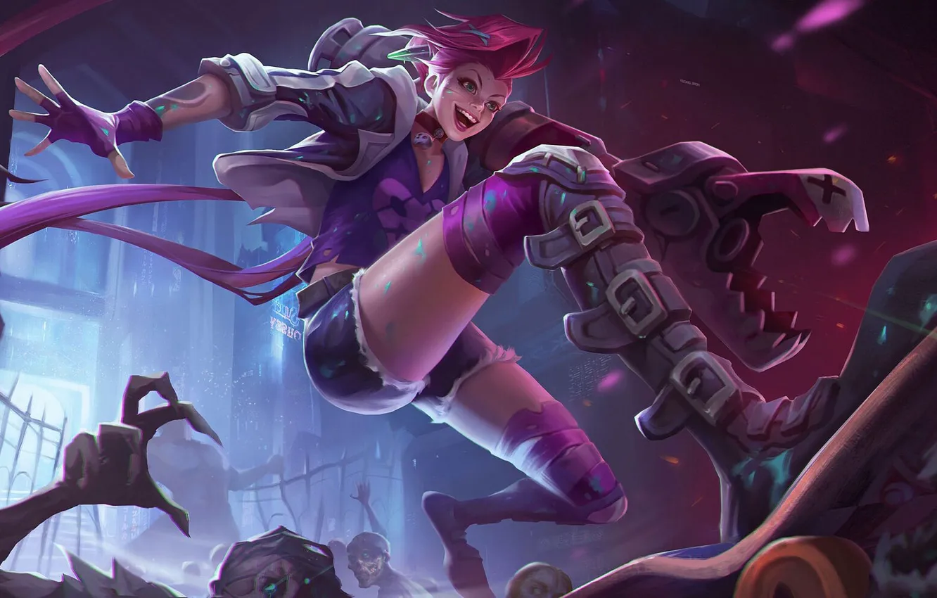 Photo wallpaper smile, the game, shorts, game, characters, enthusiasm, skateboard, League of Legends