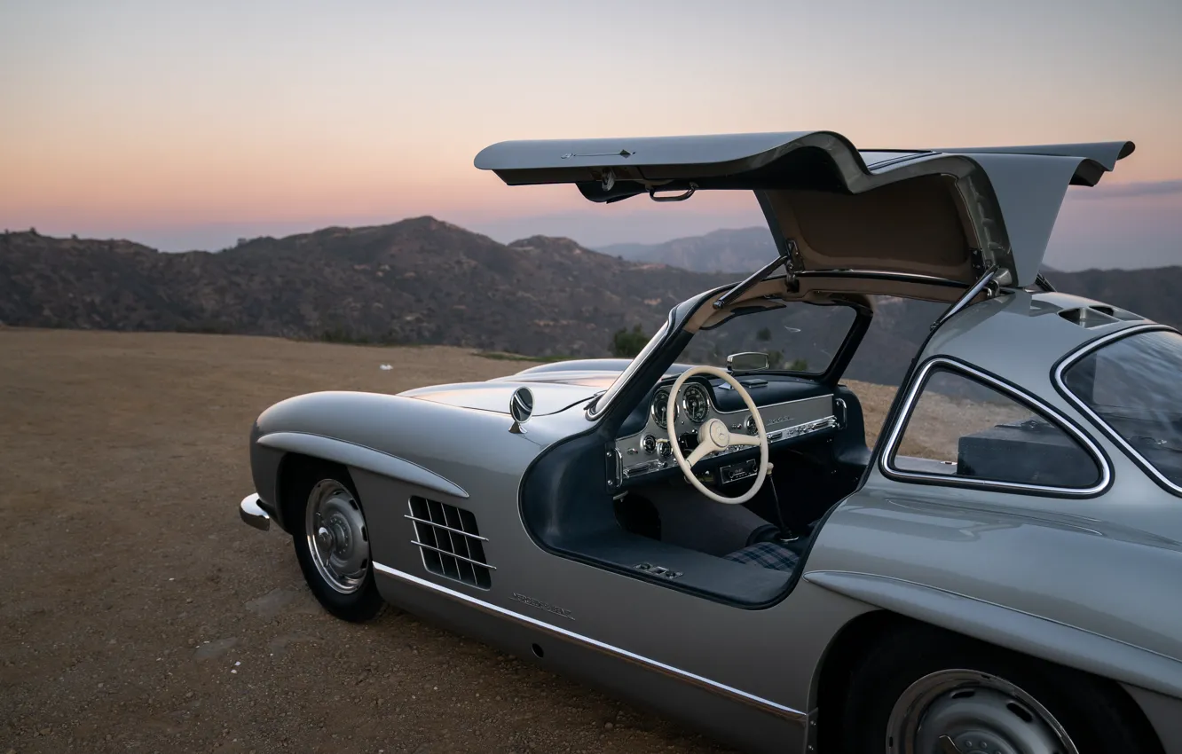 Photo wallpaper Mercedes-Benz, close-up, 300SL, Mercedes-Benz 300 SL, Gullwing, doors, car interior