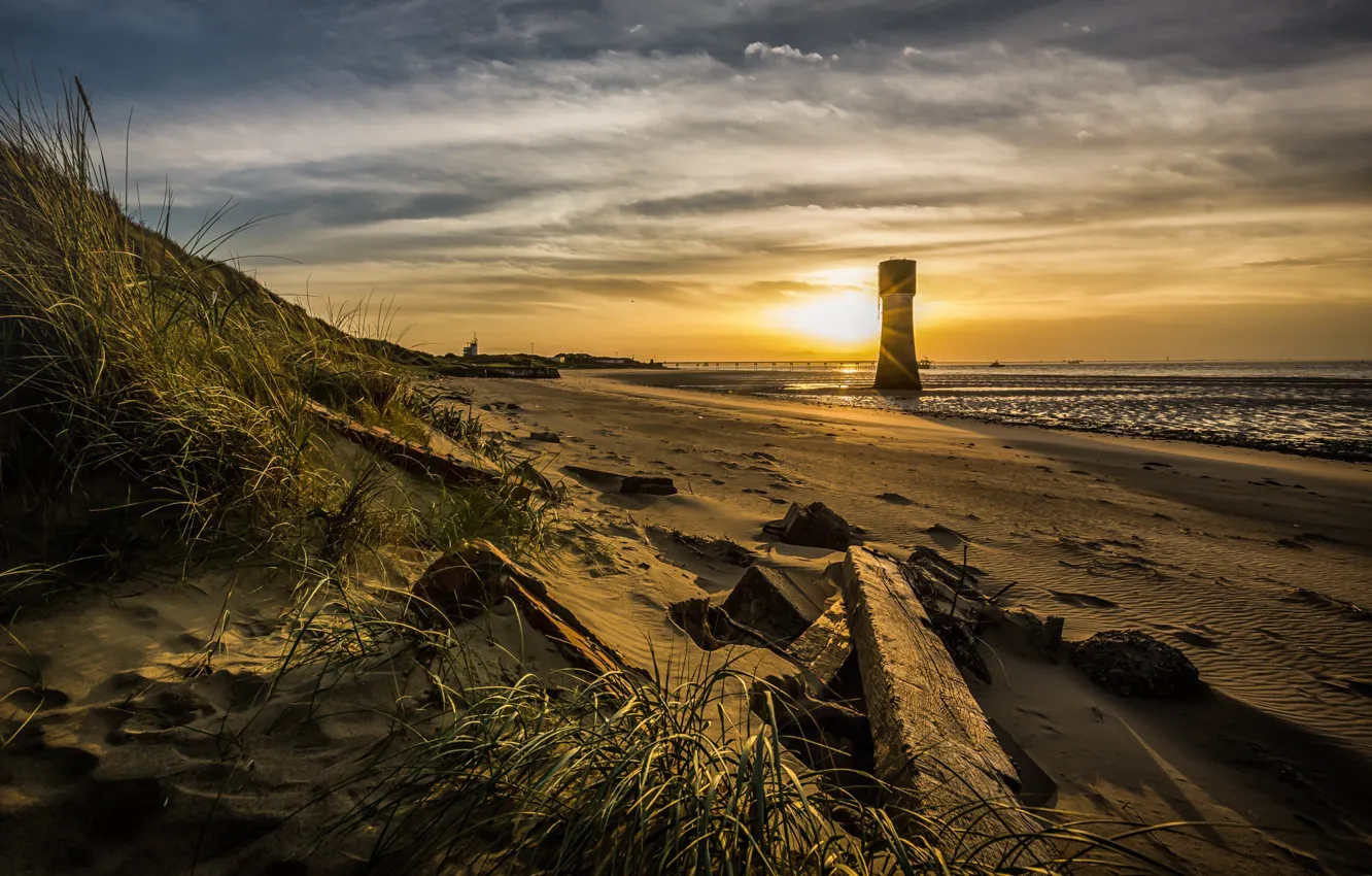 Photo wallpaper sea, light, shore, lighthouse