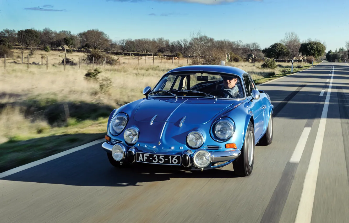 Photo wallpaper car, Renault, road, 1973, Alpine, Renault Alpine A110 1600S