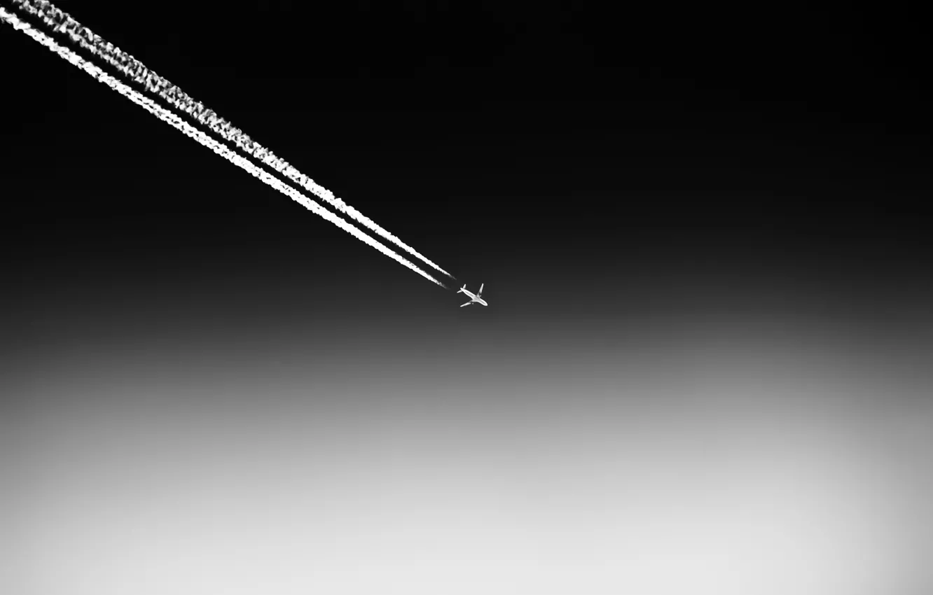 Photo wallpaper the sky, traces, the plane