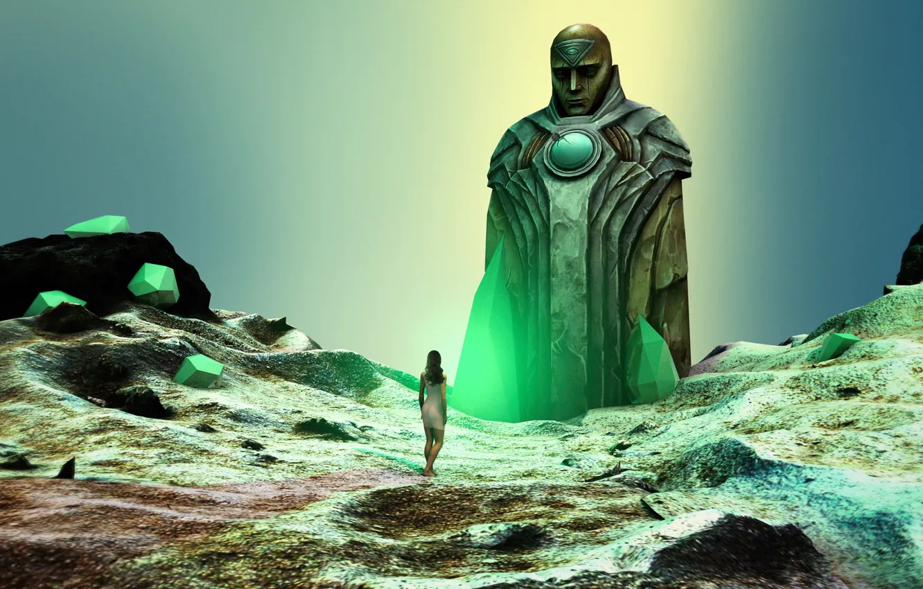 Photo wallpaper colossus, stones, woman, The Shrine