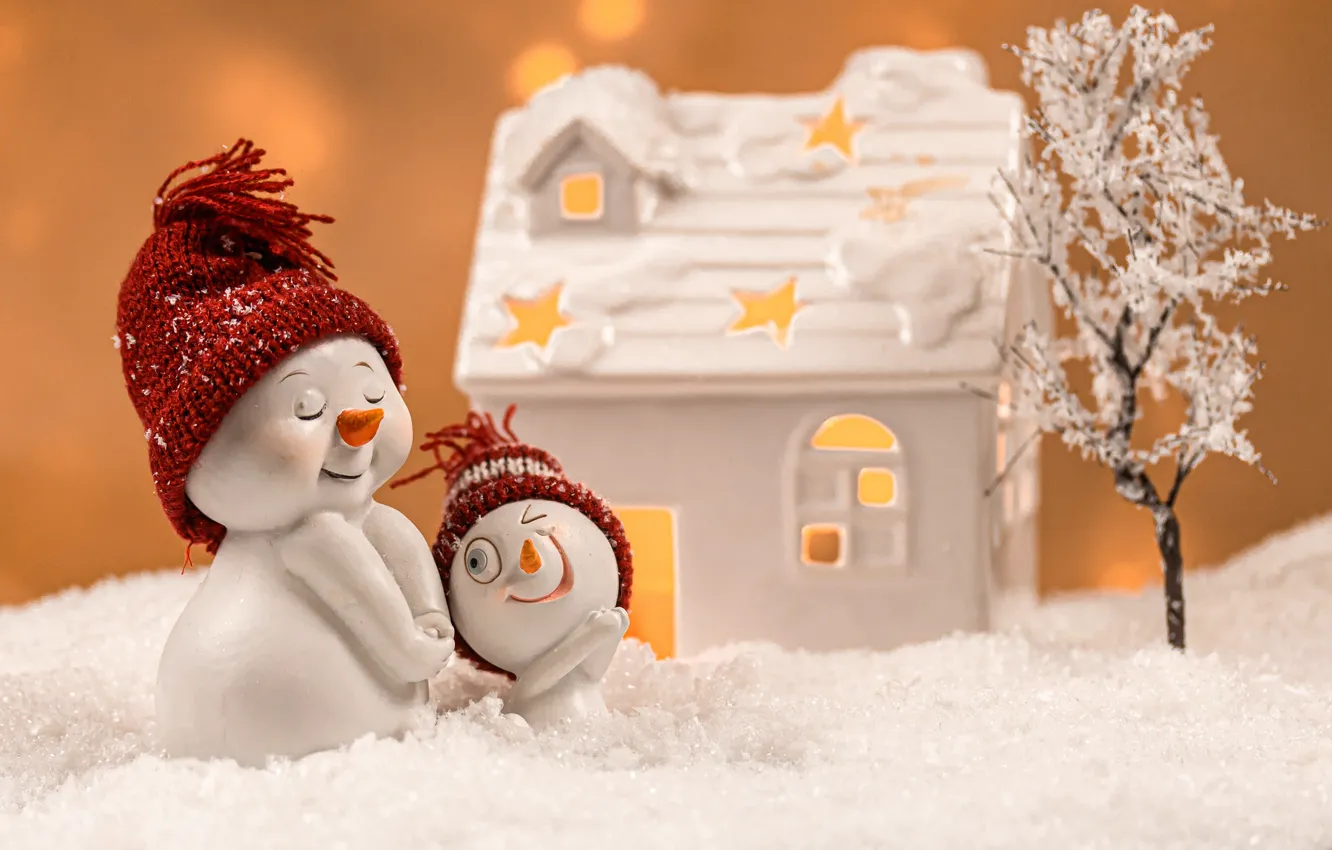 Photo wallpaper winter, snow, smile, holiday, toys, family, Christmas, the snow