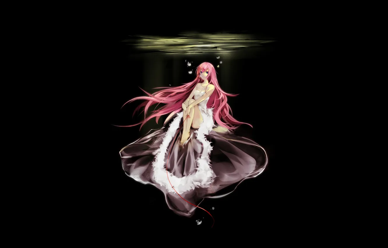 Photo wallpaper girl, bubbles, art, vocaloid, megurine luka, under water, Vocaloid, thread