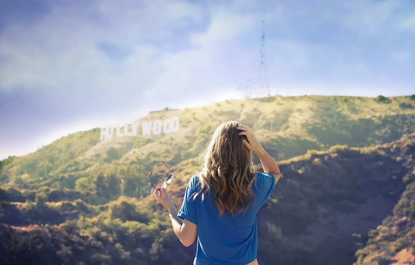 Photo wallpaper girl, Hollywood, glasses, Hollywood