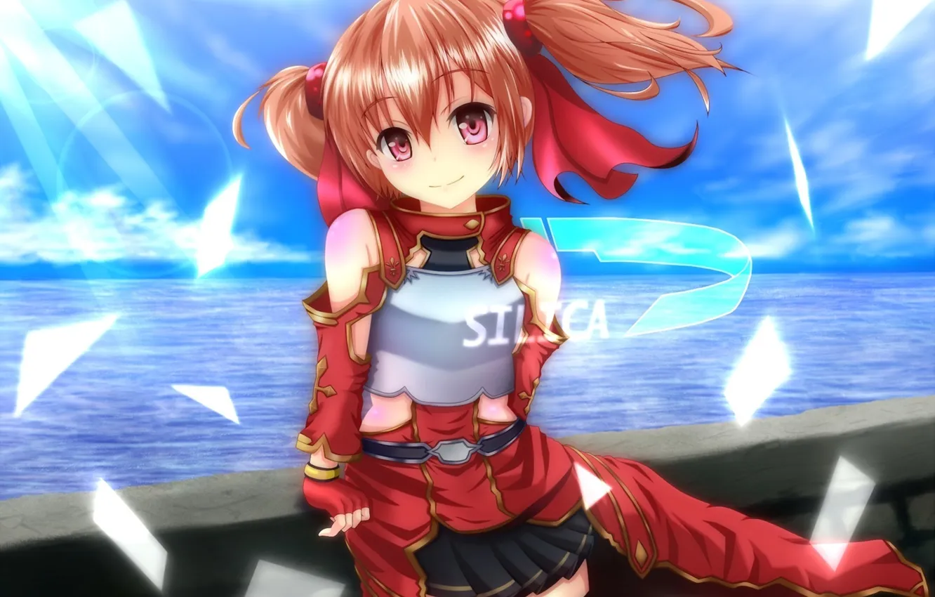 Photo wallpaper sea, abstraction, girl, tails, sword art online, silica