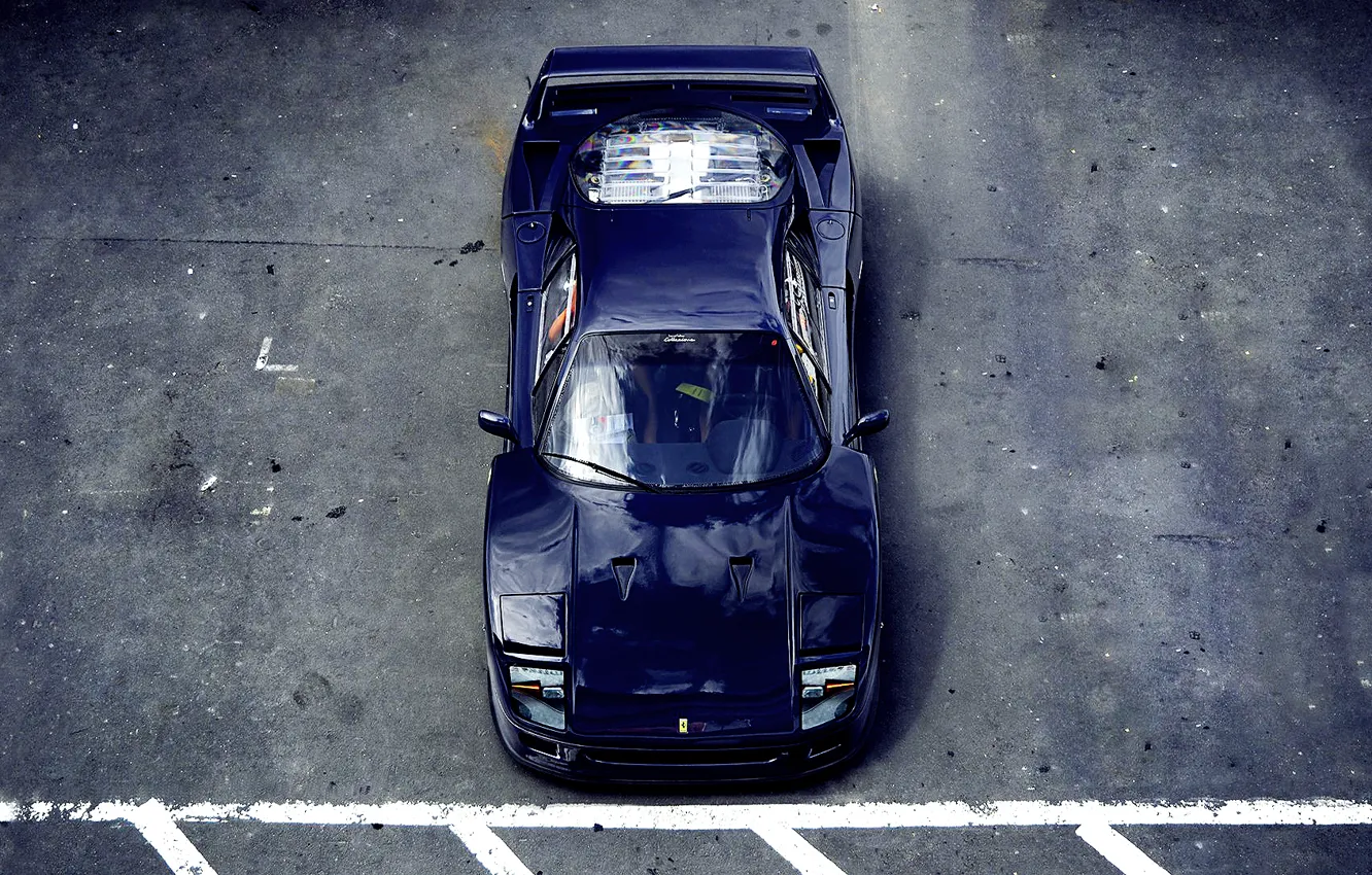 Photo wallpaper asphalt, Parking, Ferrari, F40, Ferrari, blue, F40