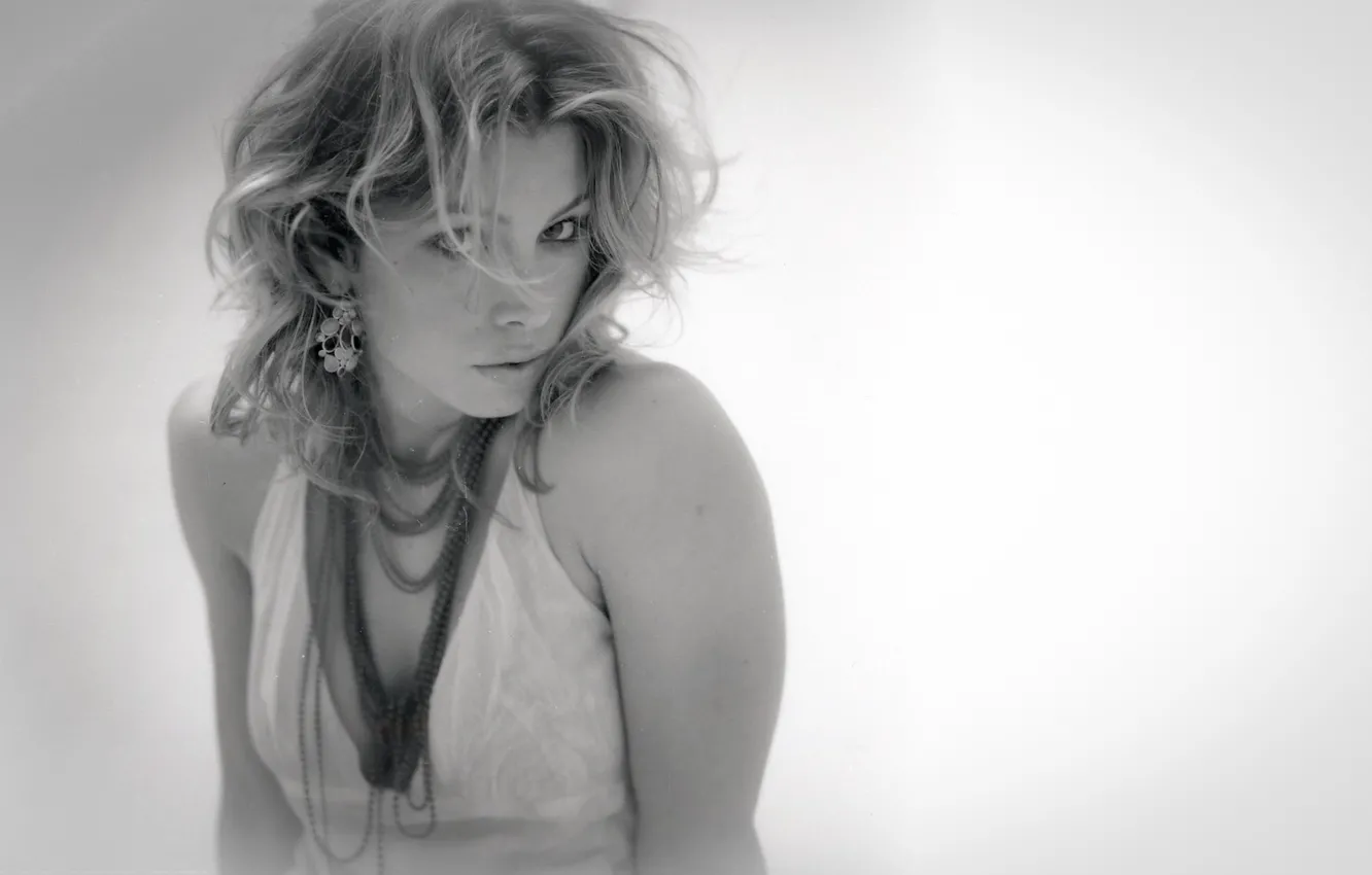 Photo wallpaper black & white, smile, Jessica Biel, beauty, lips, hair, look, actress