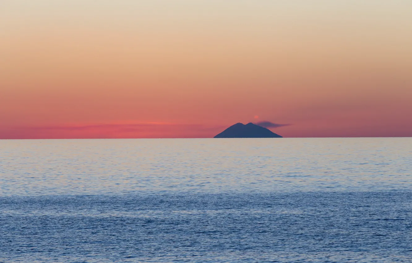 Photo wallpaper sea, the sky, island, the volcano, Italy, Stromboli