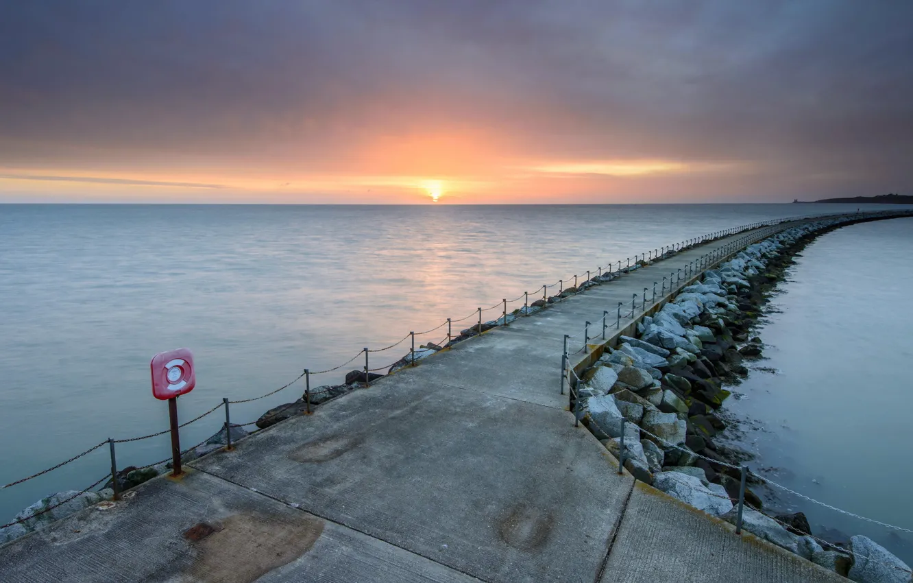 Photo wallpaper sea, landscape, sunset