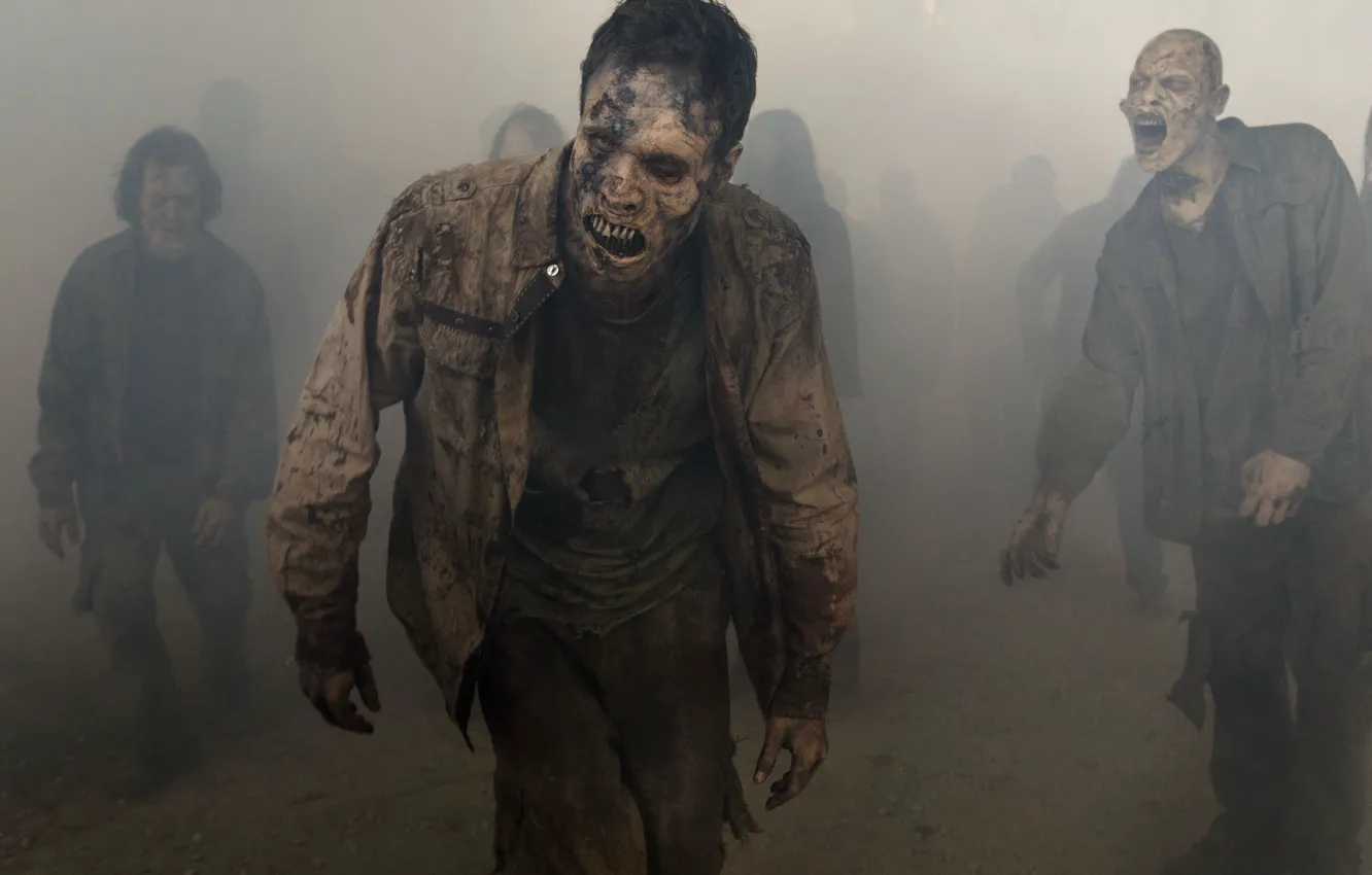 Photo wallpaper wallpaper, zombie, dead, death, mist, The Walking Dead, TWD, AMC