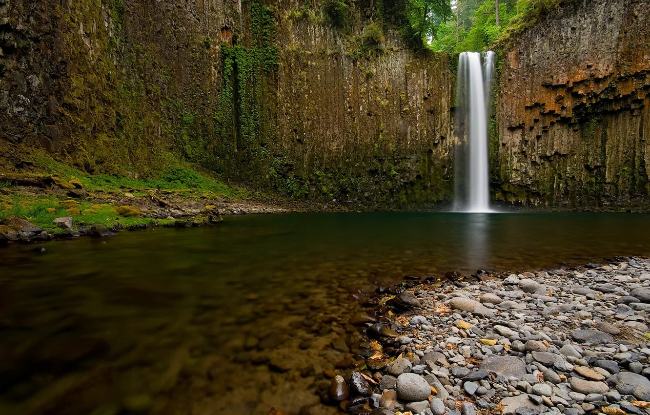 Photo wallpaper river, stones, Waterfall