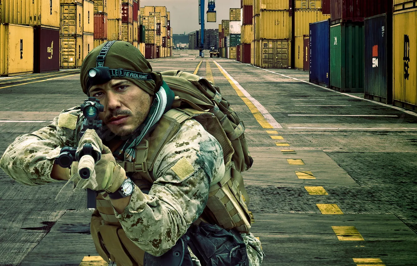 Photo wallpaper weapons, background, soldiers