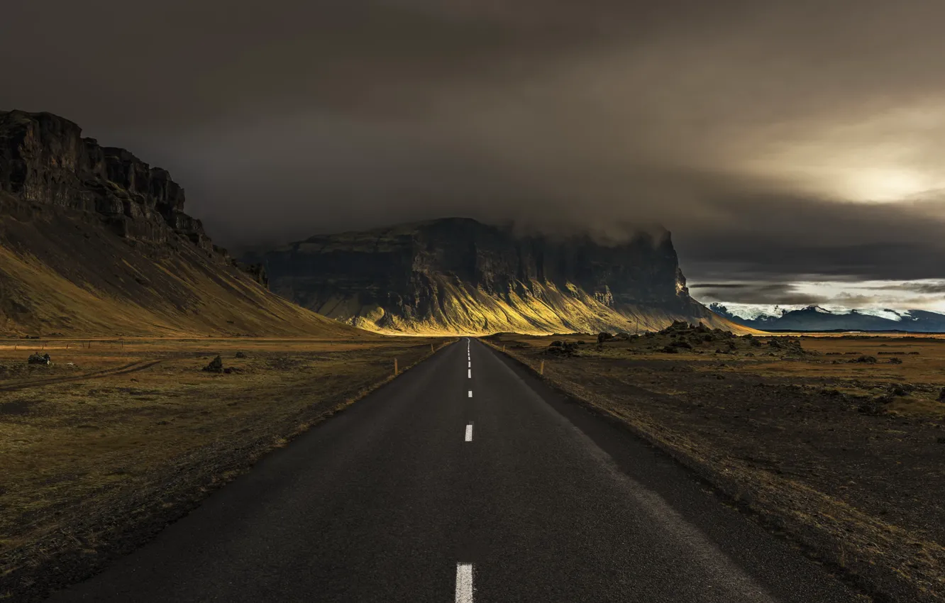 Photo wallpaper road, mountains, nature, Iceland