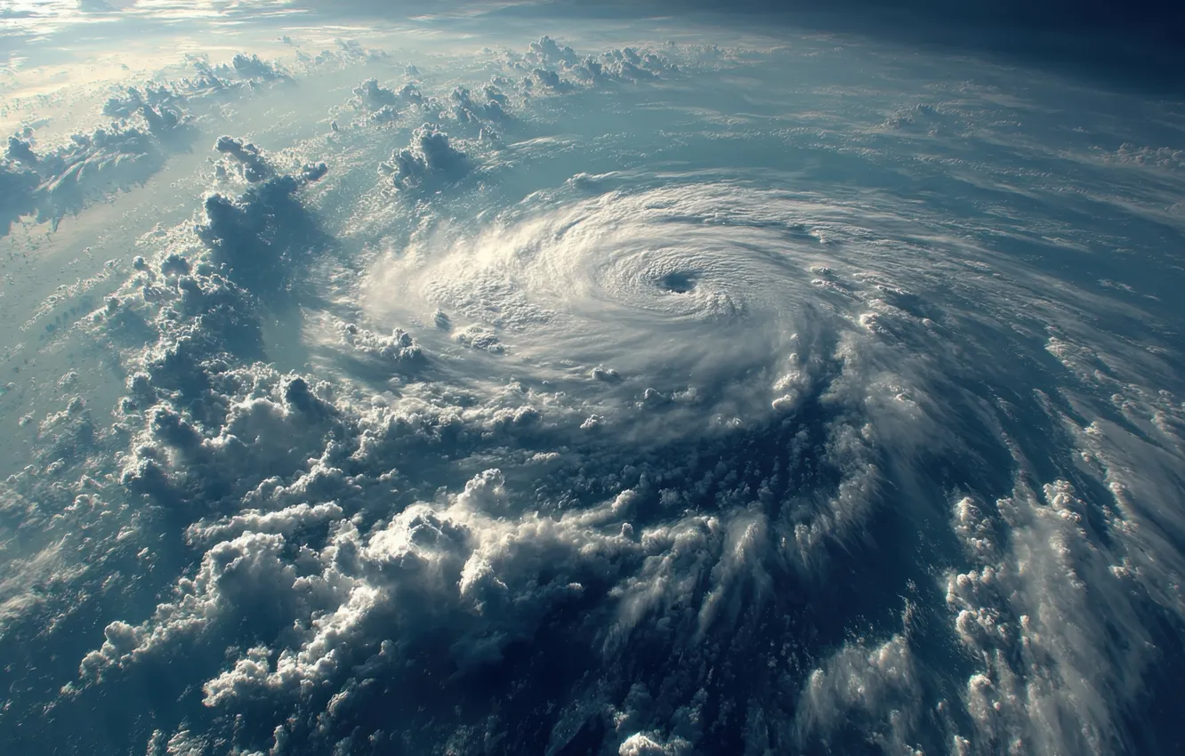 Photo wallpaper water, clouds, earth, planet, whirlpool, funnel, tightening, the