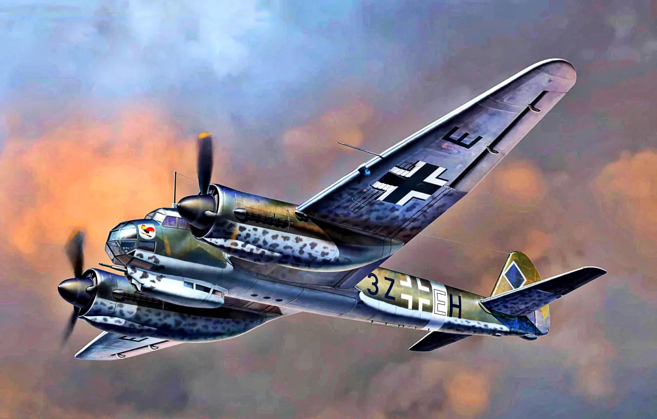 Photo wallpaper Junkers, WWII, I./KG77, Battle squadron 77, German bomber, Ju-88A-14