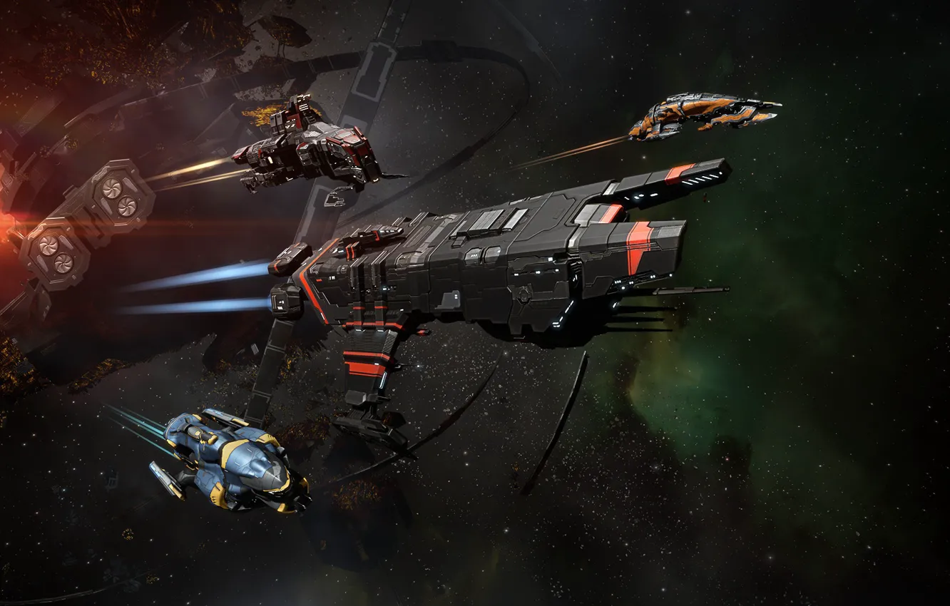 Photo wallpaper nebula, station, Space, space, ruins, battle, spaceship, eve online