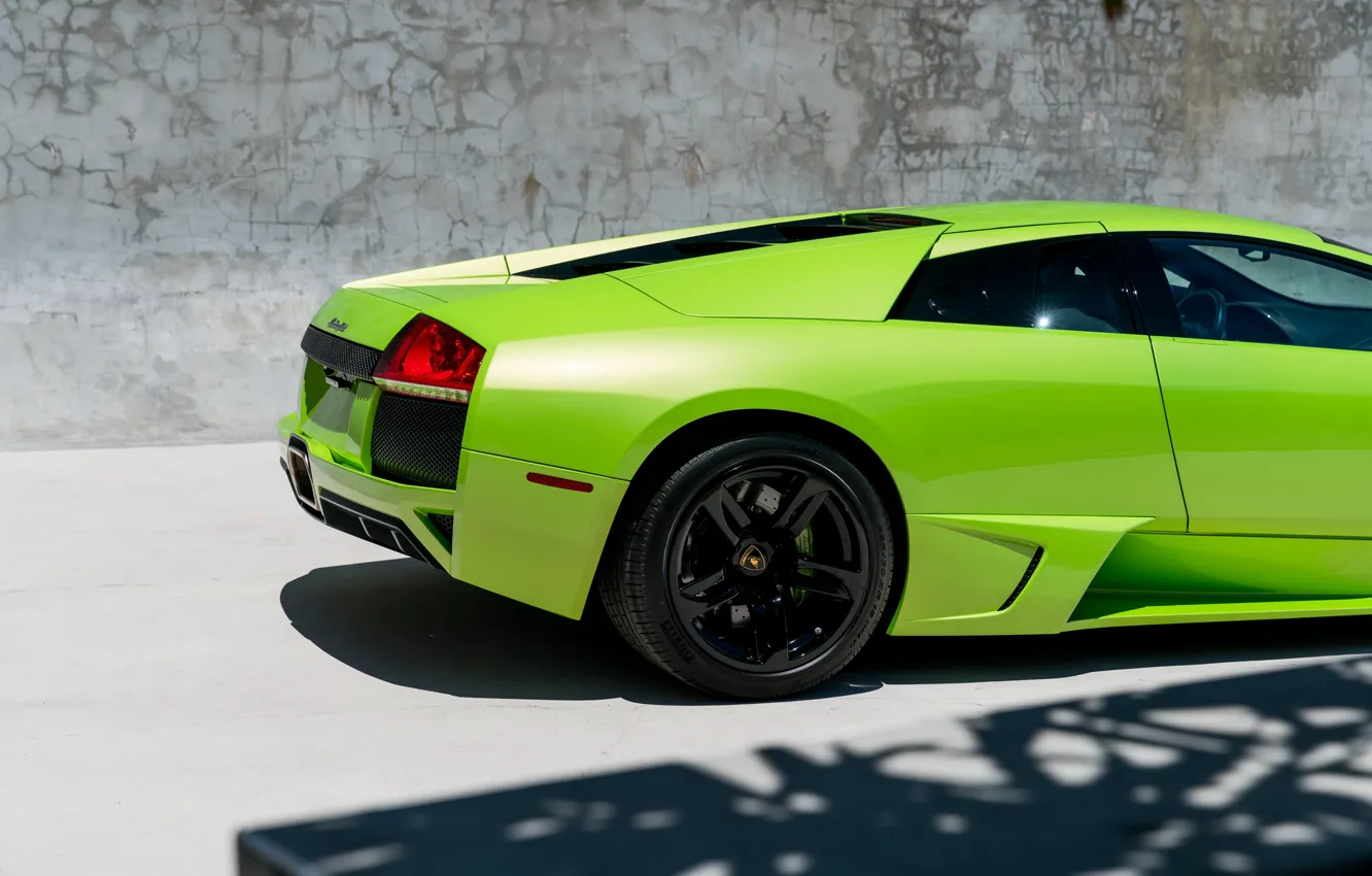 Photo wallpaper green, Lamborghini, Lamborghini Murcielago, Murcielago, back