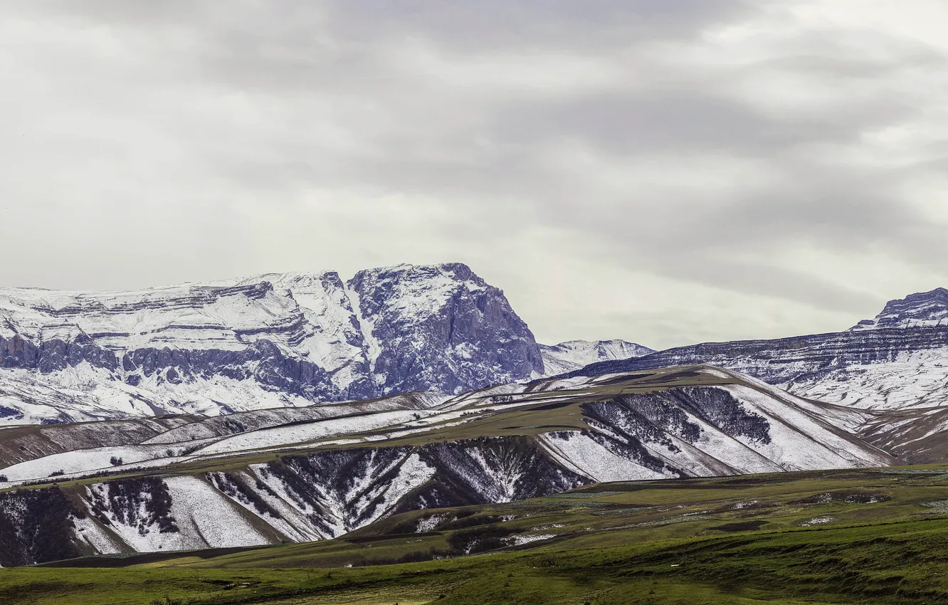 Photo wallpaper freedom, snow, landscape, mountains, panorama, journey