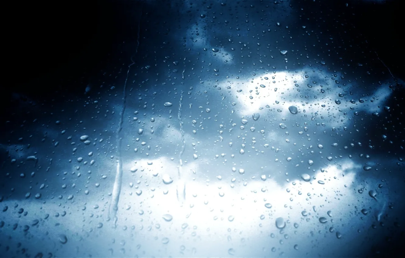 Photo wallpaper glass, drops, rain, overcast