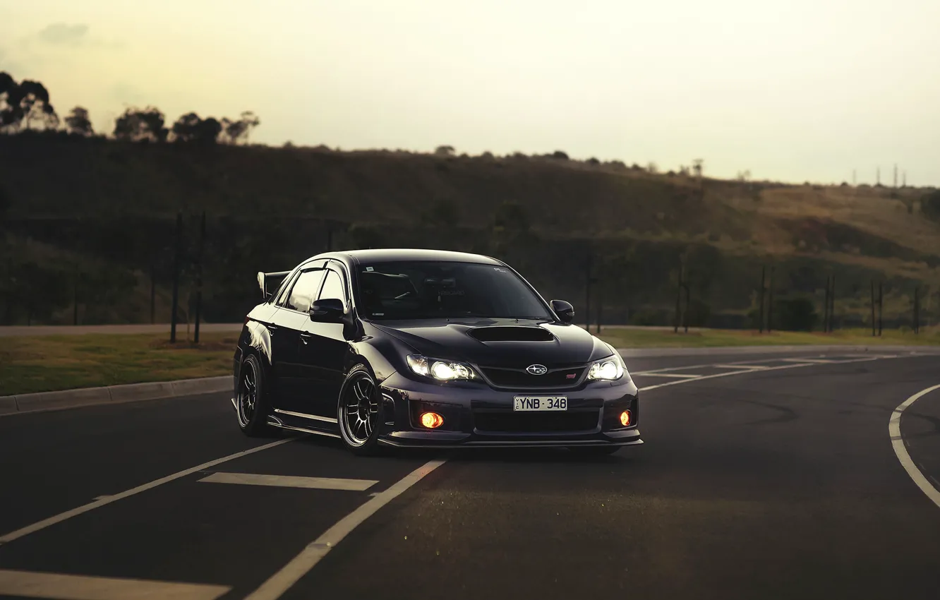 Photo wallpaper subaru, impreza, sti, headlights