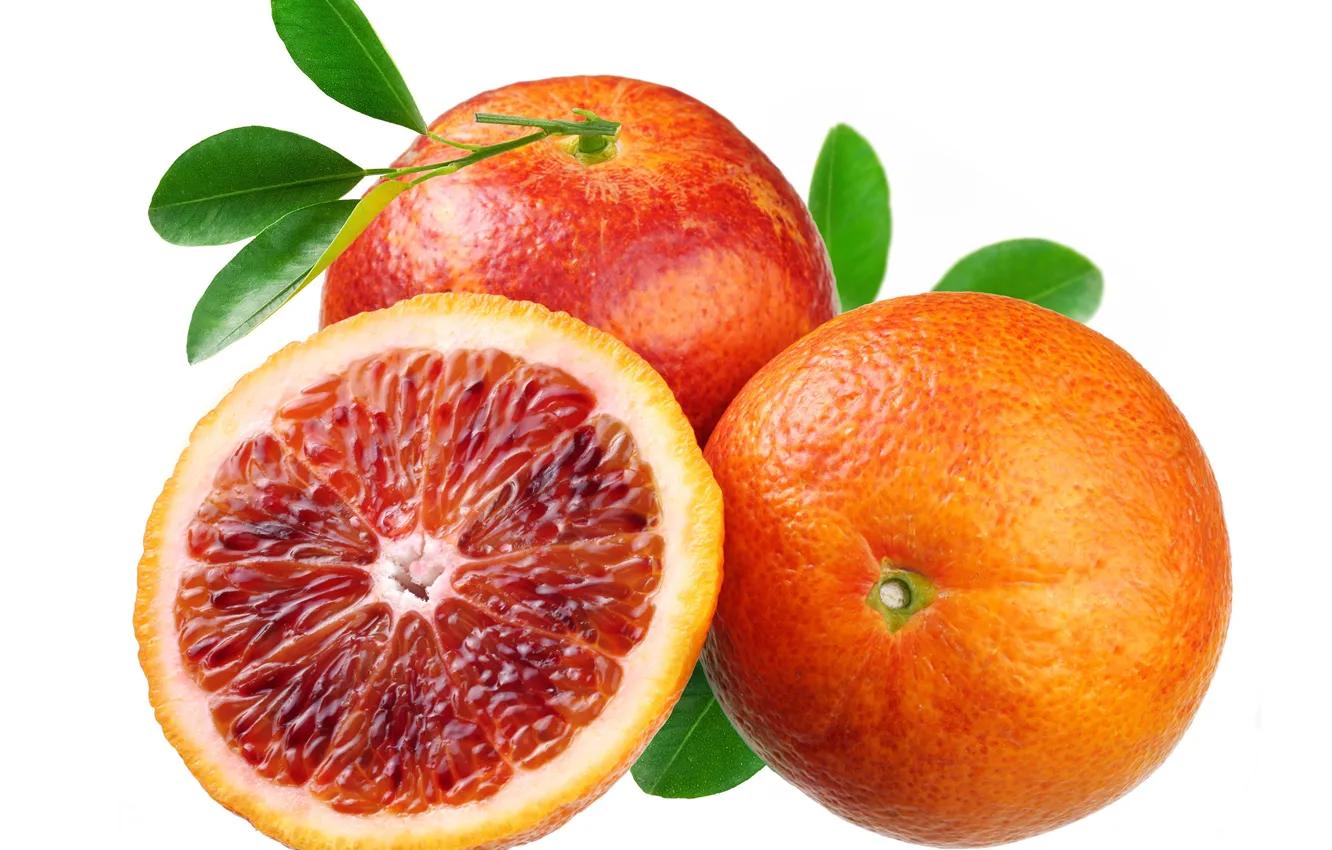 Photo wallpaper orange, leaf, citrus