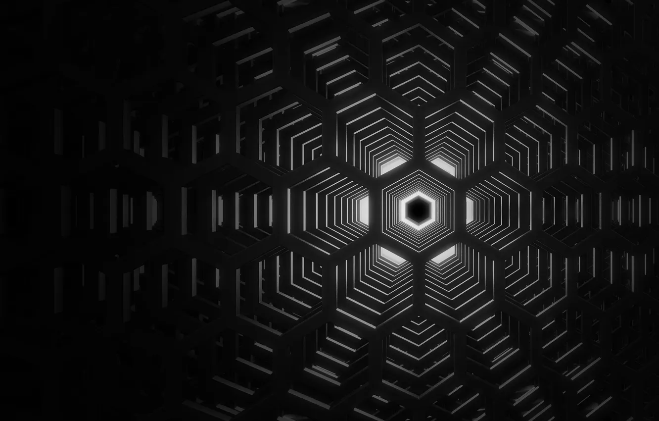 Photo wallpaper light, abstraction, pattern, shadow, hexagons
