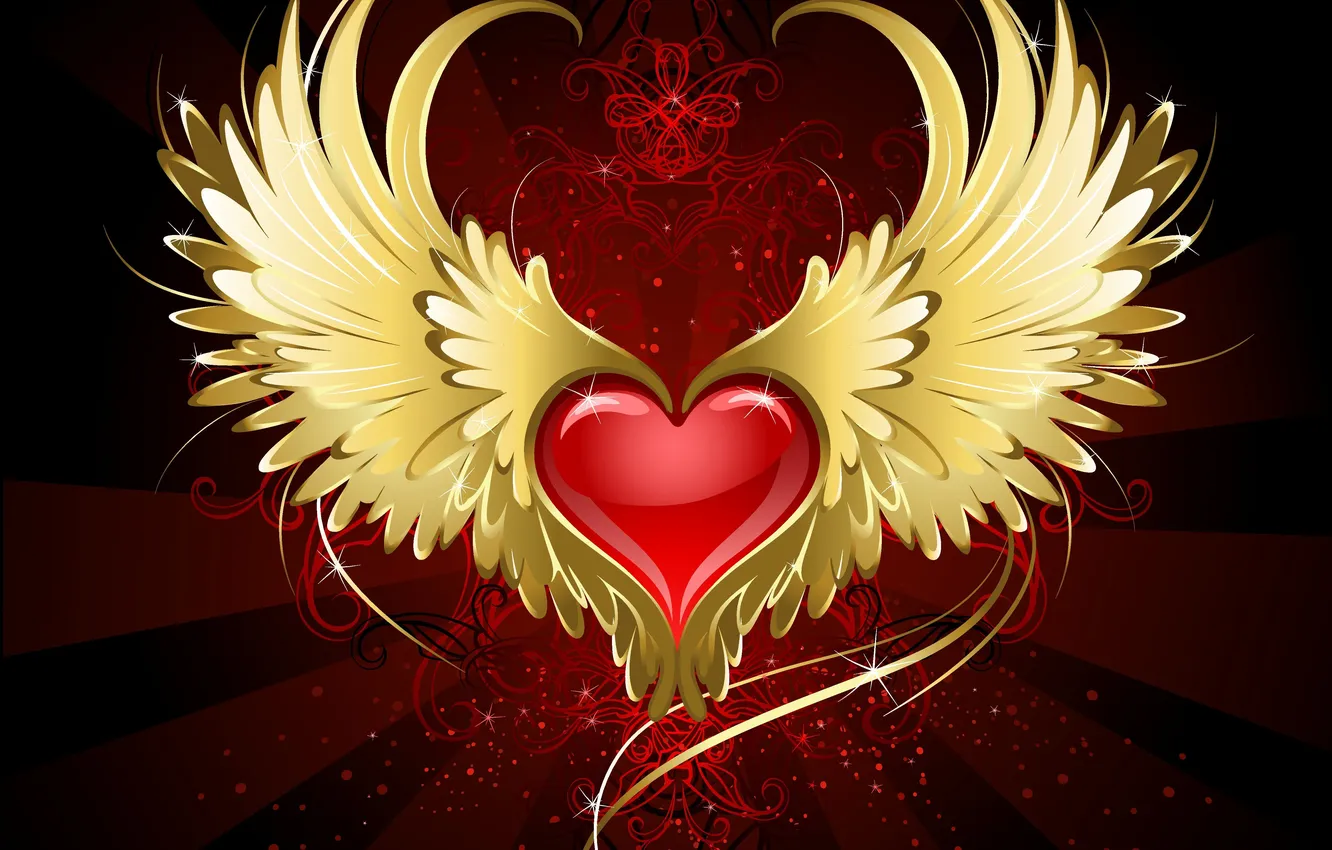 Photo wallpaper abstraction, pattern, heart, wings