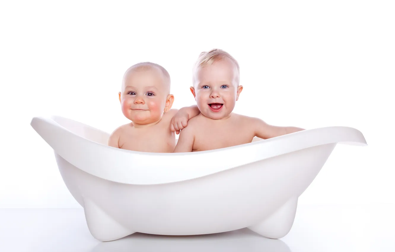 Photo wallpaper joy, children, smile, bath