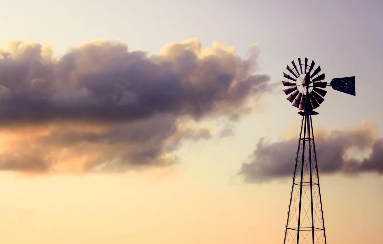 Photo wallpaper the sky, clouds, nature, sky, nature, clouds, 2560x1600, windmill