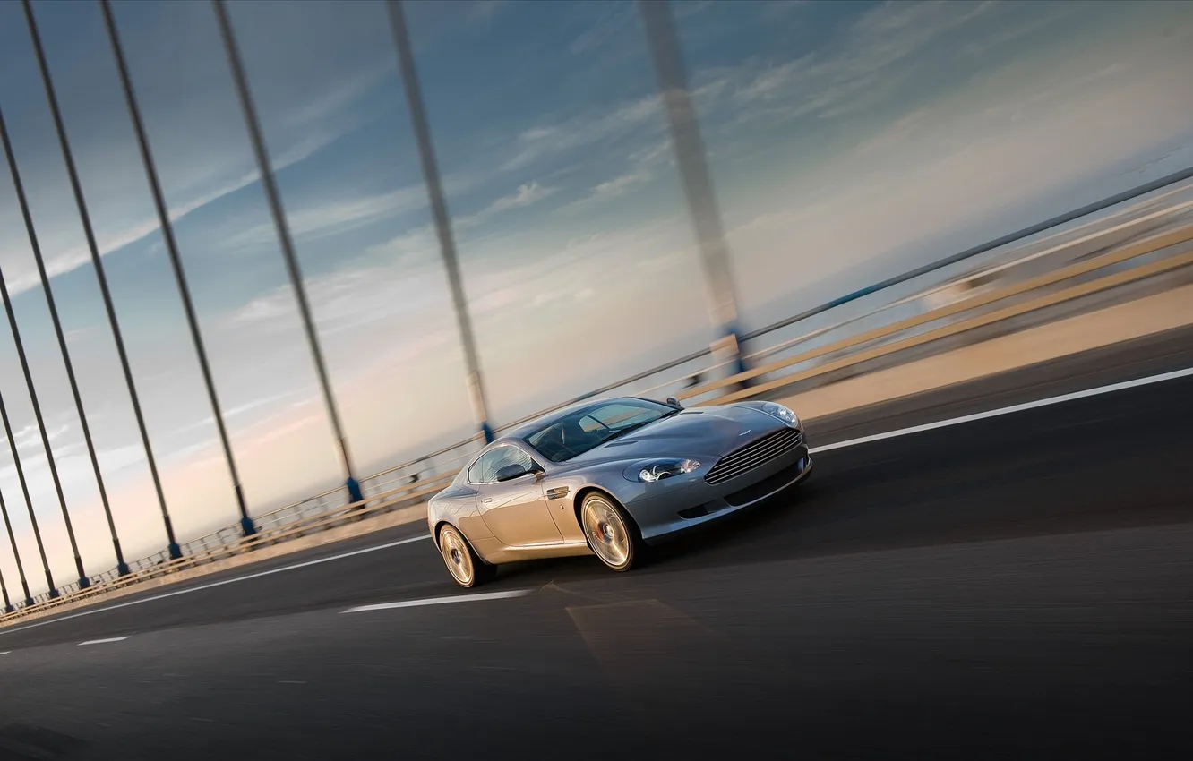 Photo wallpaper machine, bridge, Aston Martin, speed