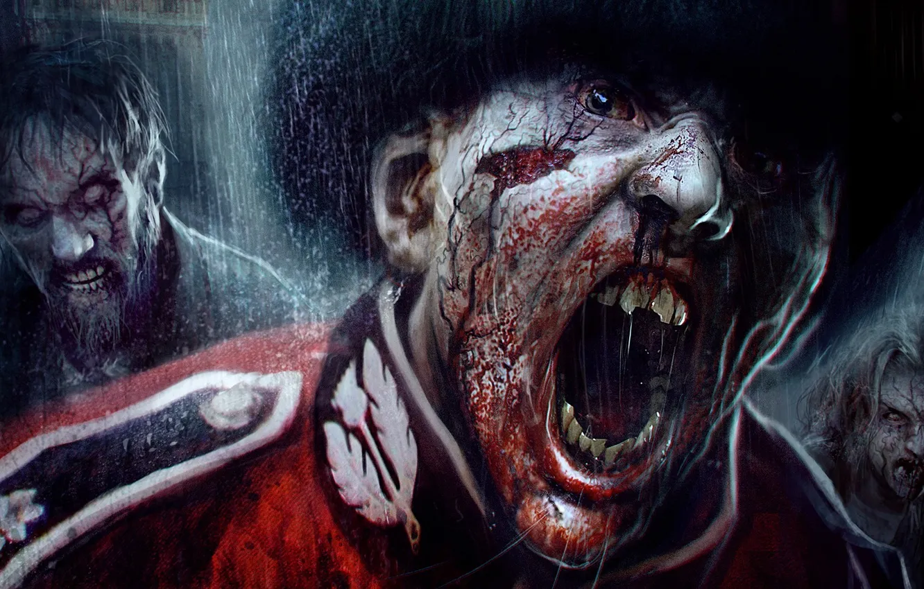 Photo wallpaper zombie, blood, dead, Ubisoft, background, people, survivor, London