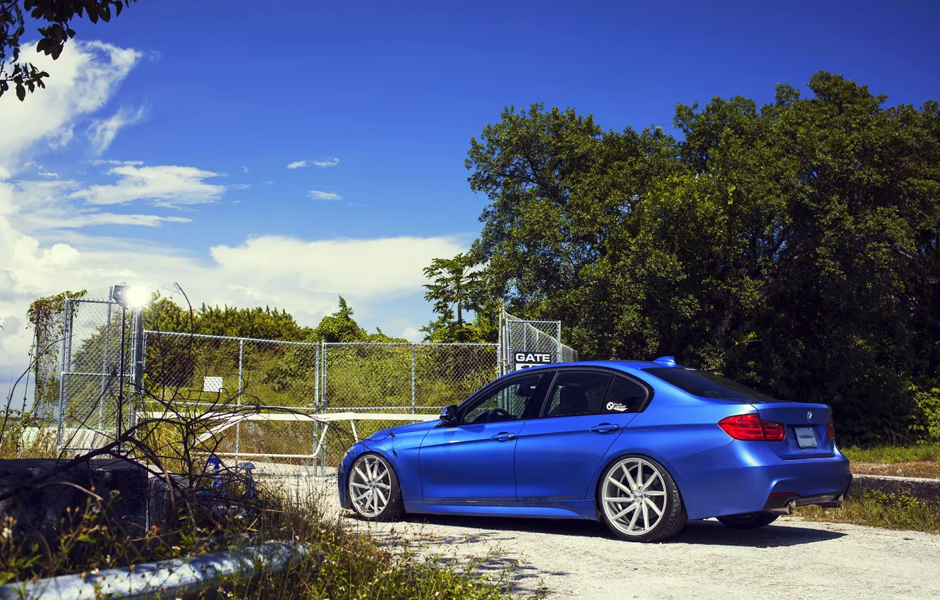 Photo wallpaper BMW, wheels, blue, 335i, vossen, f30