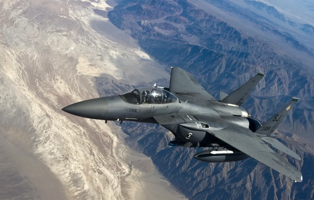 Photo wallpaper flight, mountains, fighter, Eagle, F-15, tactical, "Eagle"