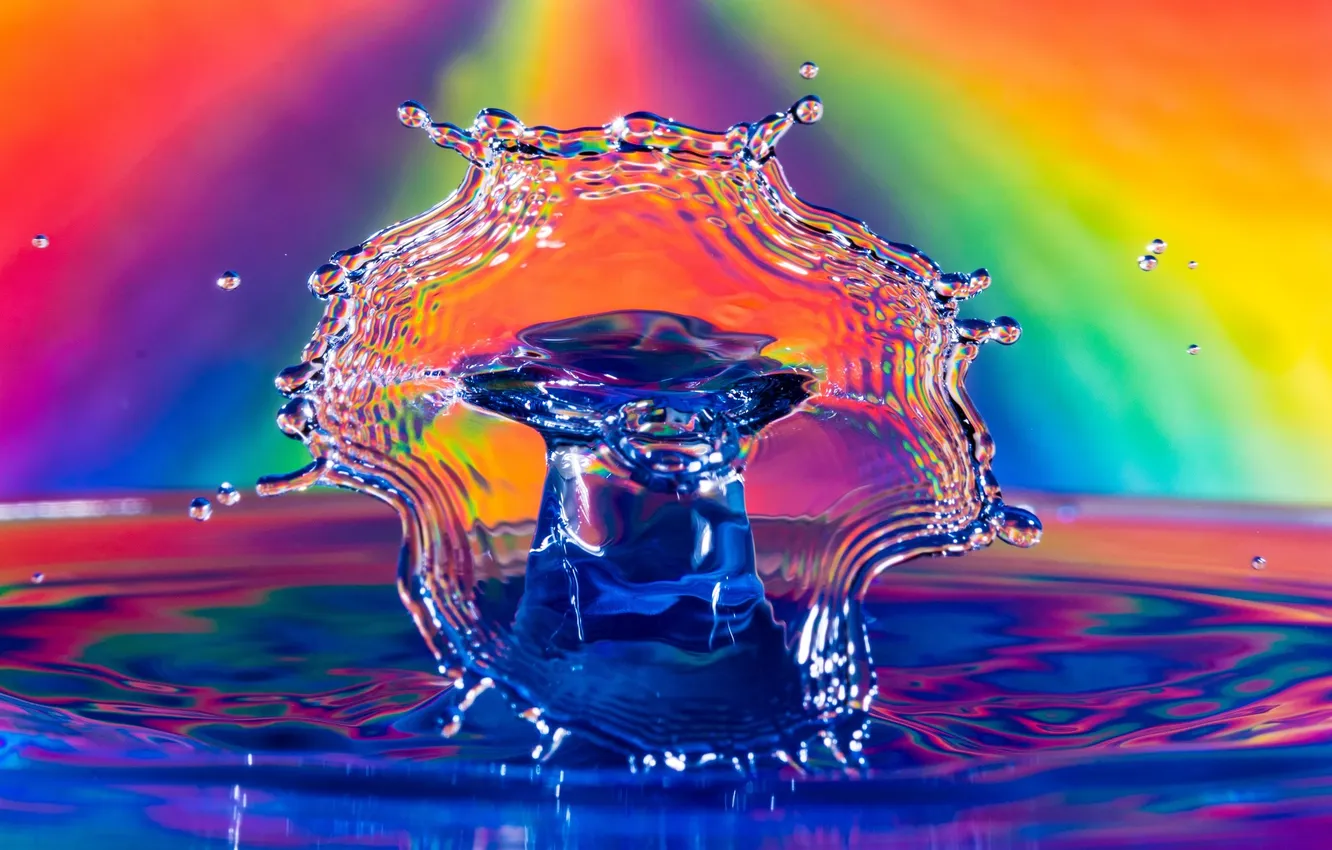 Photo wallpaper drops, squirt, color, bright colors