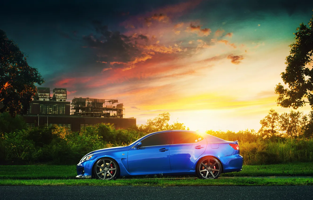 Photo wallpaper plant, Lexus, Blik, blue, sun, profile, IS F
