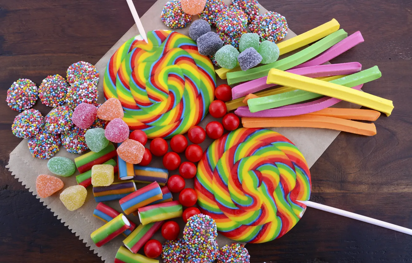 Photo wallpaper sweets, lollipops, marmelad