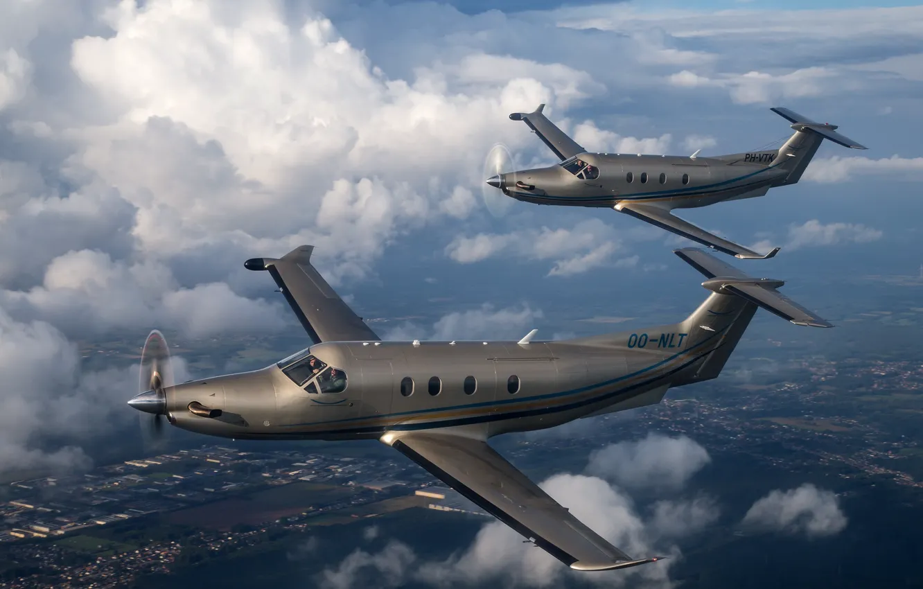 Photo wallpaper single-engine, Pilatus PC-12, turboprop aircraft