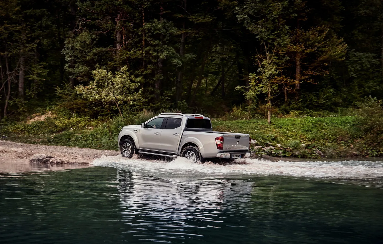 Photo wallpaper vegetation, Renault, pickup, 4x4, Ford, 2017, Alaskan, gray-silver