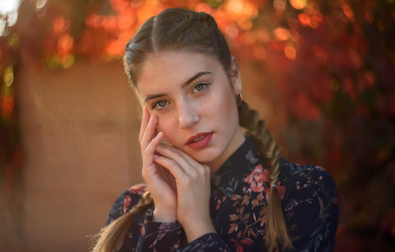 Photo wallpaper look, girl, braids, bokeh, Tanya Markova