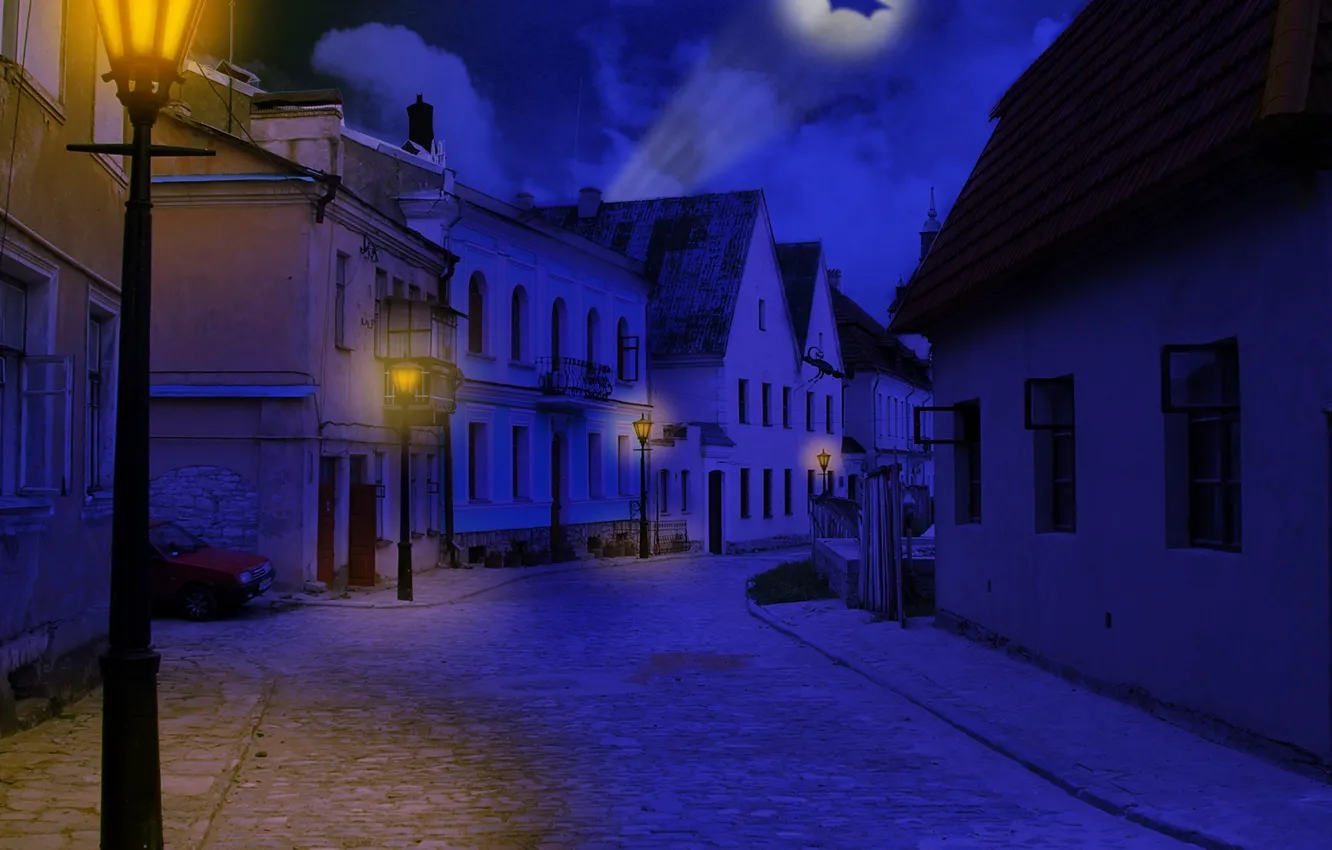 Photo wallpaper night, the city, street, lights