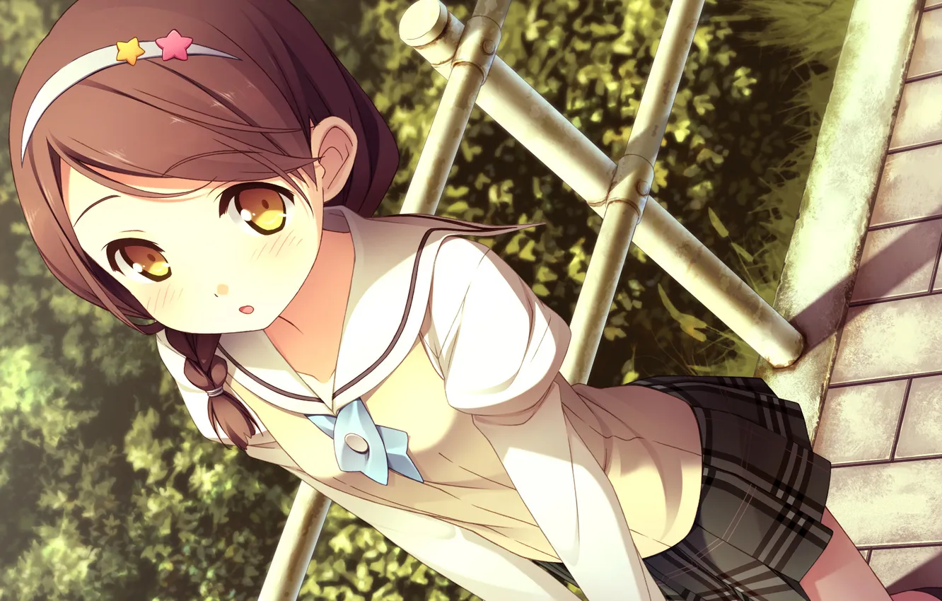 Photo wallpaper look, girl, school uniform