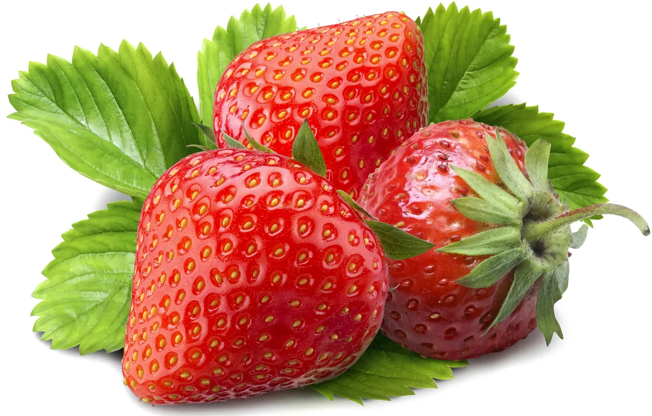 Photo wallpaper berries, spring, strawberries, strawberry, leaves
