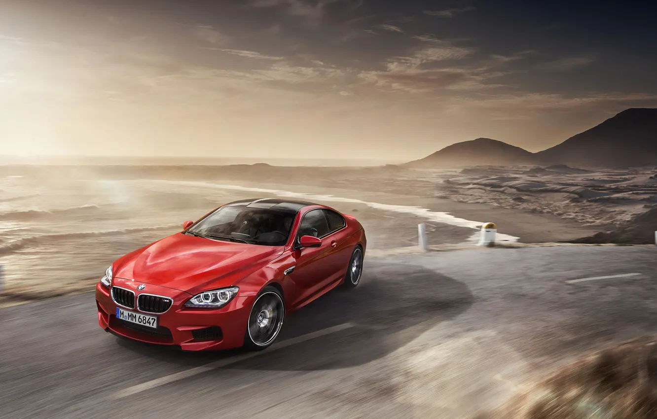 Photo wallpaper red, speed, BMW, BMW M6