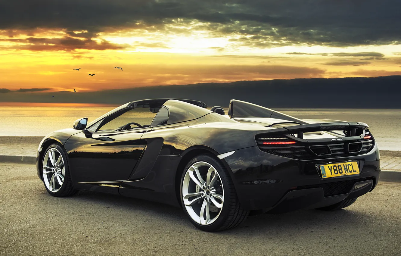 Photo wallpaper The evening, Black, Machine, McLaren, Car, Car, Black, Supercar