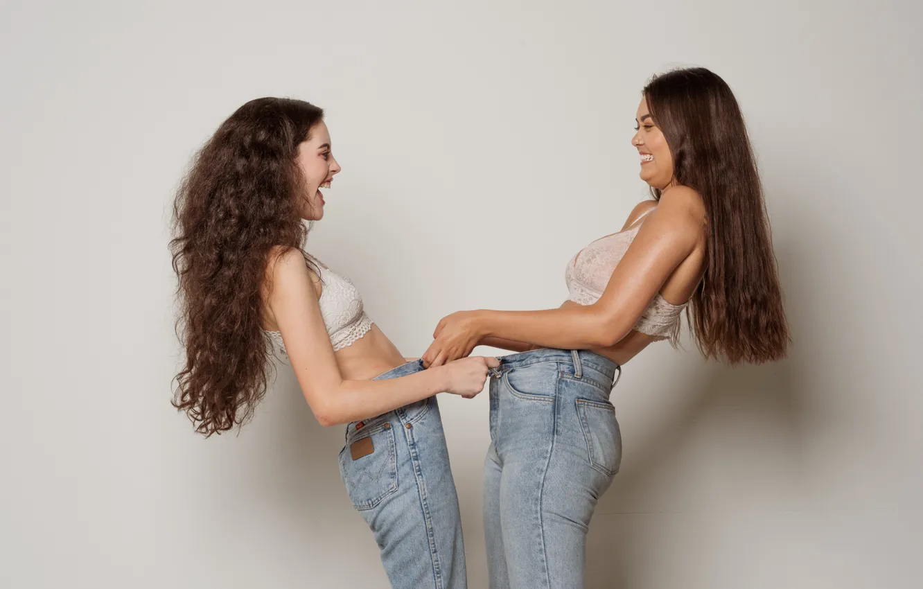 Photo wallpaper girl, joy, background, mood, hair, laughter