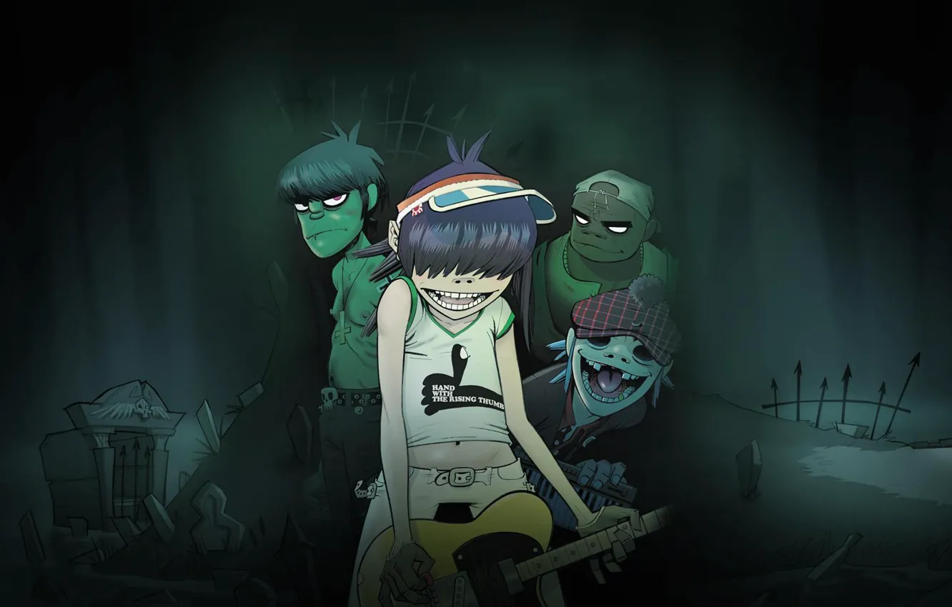 Photo wallpaper cartoon, animation, gorillaz, Russell, noodle, Murdoch, virtual project, Gorilaz