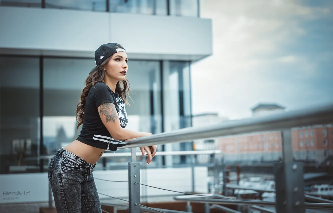 Photo wallpaper the city, sexy, model, portrait, home, jeans, makeup, Mike