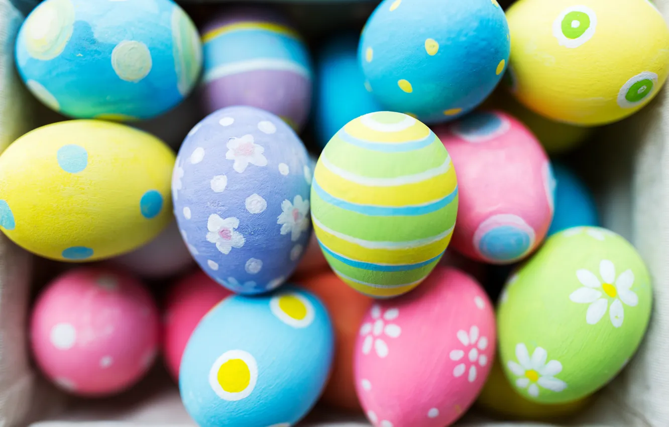 Photo wallpaper macro, eggs, Easter, colorful, Easter, Holidays, Eggs