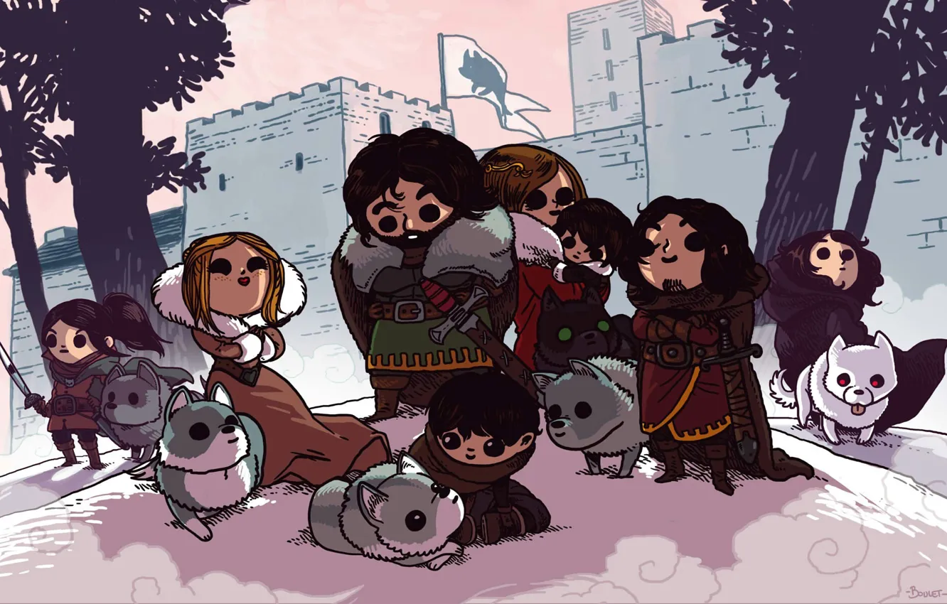 Photo wallpaper Game of thrones, Jon Snow, Game of thrones, The direwolf